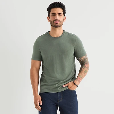 mutual weave Mens Easy-on + Easy-off Crew Neck Short Sleeve Adaptive T-Shirt