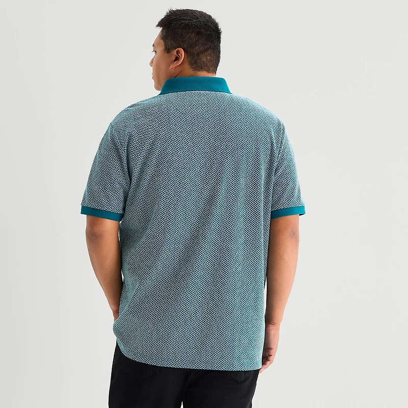Shaquille O'Neal XLG™ Geo Weave Big and Tall Mens Regular Fit Short Sleeve Polo Shirt