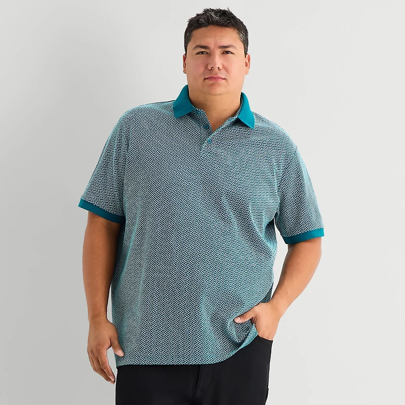 Shaquille O'Neal XLG™ Geo Weave Big and Tall Mens Regular Fit Short Sleeve Polo Shirt
