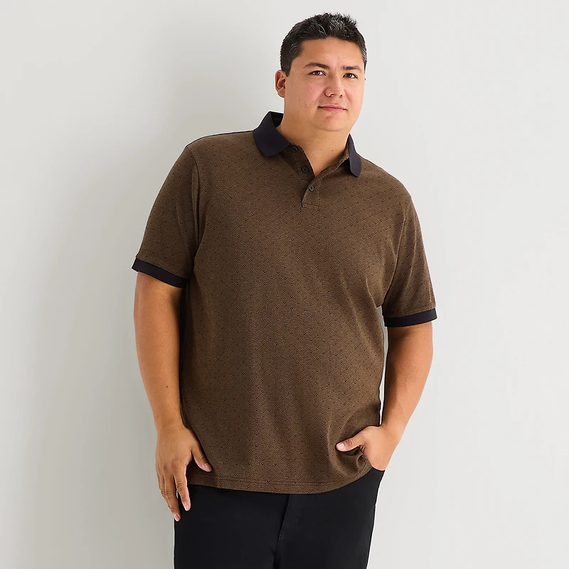 Shaquille O'Neal XLG™ Basket Weave Big and Tall Mens Regular Fit Short Sleeve Polo Shirt