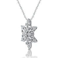 Diamond Blossom Womens 1/10 CT. T.W. Natural White Diamond Sterling Silver Snowflake 18 Inch Pendant Necklace