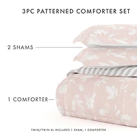 Casual Comfort Premium Down Alternative Pressed Flowers Reversible Comforter Set