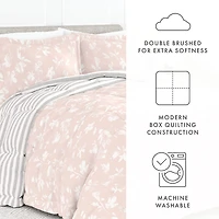 Casual Comfort Premium Down Alternative Pressed Flowers Reversible Comforter Set