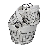 Cheungs Set Of 3 Lined Oval Wire Baskets
