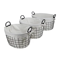Cheungs Set Of 3 Lined Oval Wire Baskets