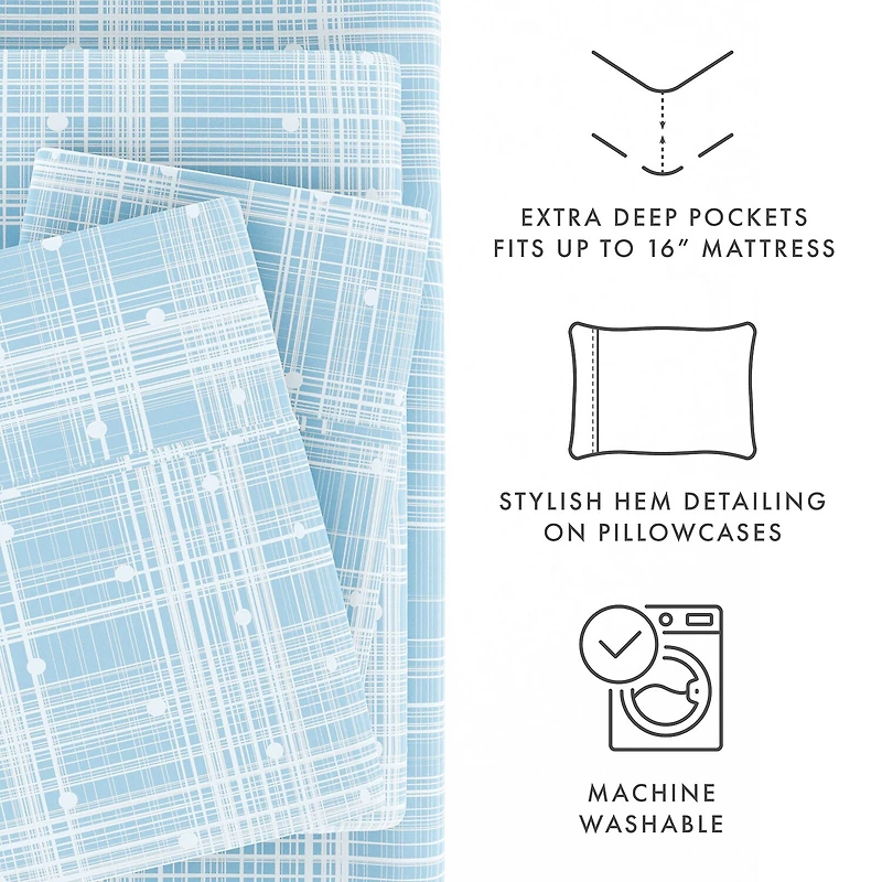 Casual Comfort™ Premium Ultra Soft Polka Dot Pattern Microfiber Wrinkle Free Sheet Set