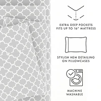 Casual Comfort™ Premium Ultra Soft Quatrefoil Pattern Microfiber Wrinkle Free Sheet Set