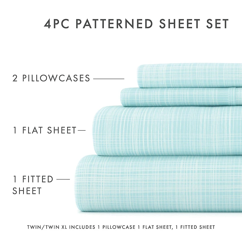 Casual Comfort™ Premium Ultra Soft Thatch Pattern Microfiber Wrinkle Free Sheet Set