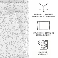 Casual Comfort Premium Ultra Burst of Vines Pattern 4 Piece Bed Sheet Set