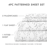 Casual Comfort Premium Ultra Burst of Vines Pattern 4 Piece Bed Sheet Set