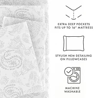 Casual Comfort™ Premium Ultra Soft Coarse Paisley Pattern Sheet Set