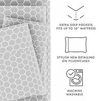 Casual Comfort Ultra Soft Honeycomb Pattern 4 Piece Bed Sheet Set