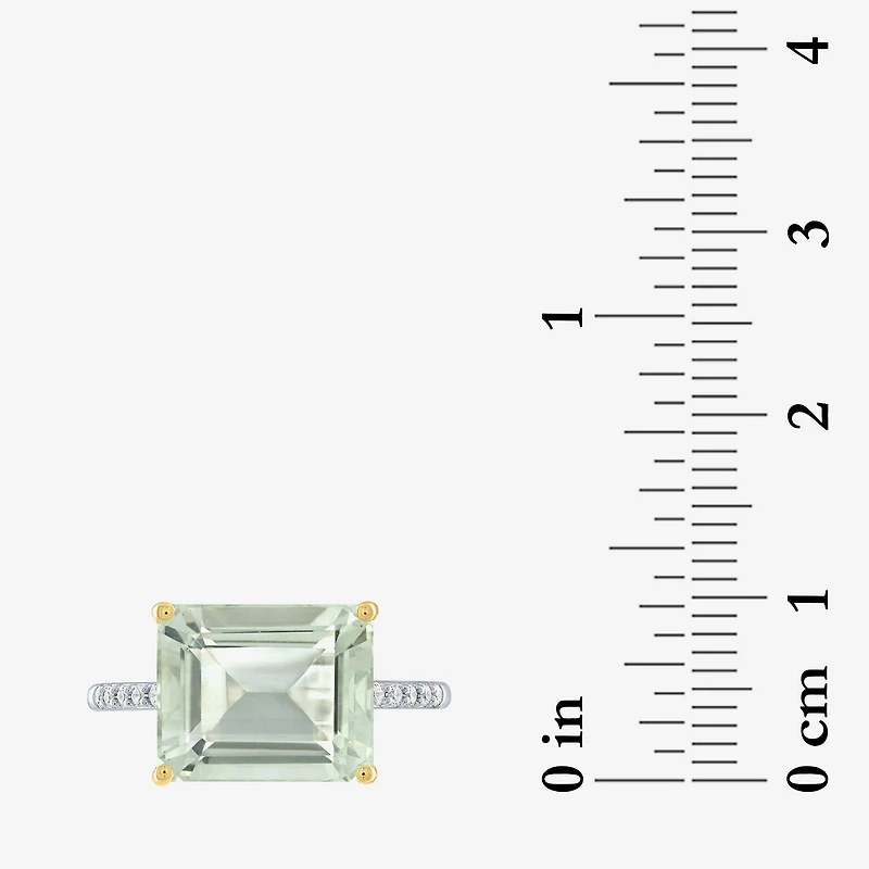 Diamond Addiction Womens 1/10 CT. T.W. Genuine Green Amethyst 10K Gold Cocktail Ring