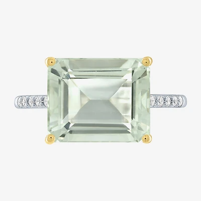 Diamond Addiction Womens 1/10 CT. T.W. Genuine Green Amethyst 10K Gold Cocktail Ring