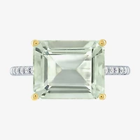 Diamond Addiction Womens 1/10 CT. T.W. Genuine Green Amethyst 10K Gold Cocktail Ring