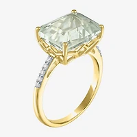 Diamond Addiction Womens 1/10 CT. T.W. Genuine Green Amethyst 10K Gold Cocktail Ring