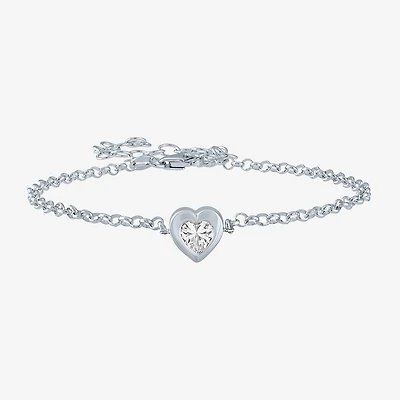 Diamond Addiction (G-H / Si2-I1) Womens 10K Gold 8 Inch Cable Heart Chain Bracelet