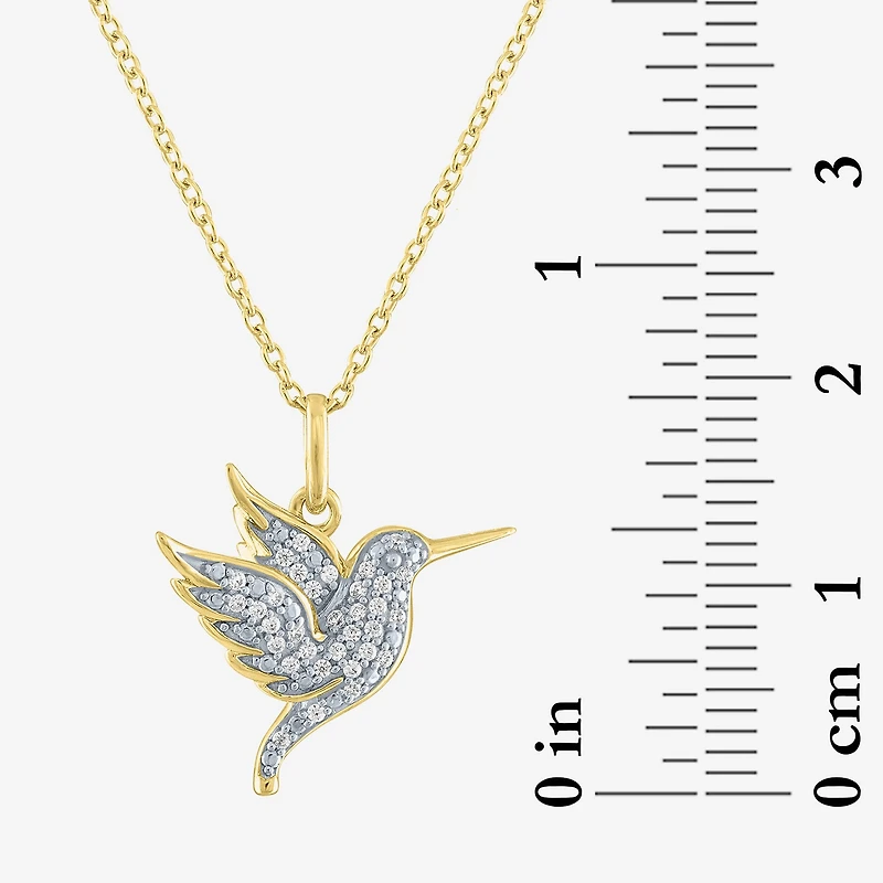 Hummingbird (G-H / Si2-I1) Womens 1/10 CT. T.W. Lab Grown White Diamond 14K Gold Over Silver Sterling Silver 18 Inch Pendant Necklace