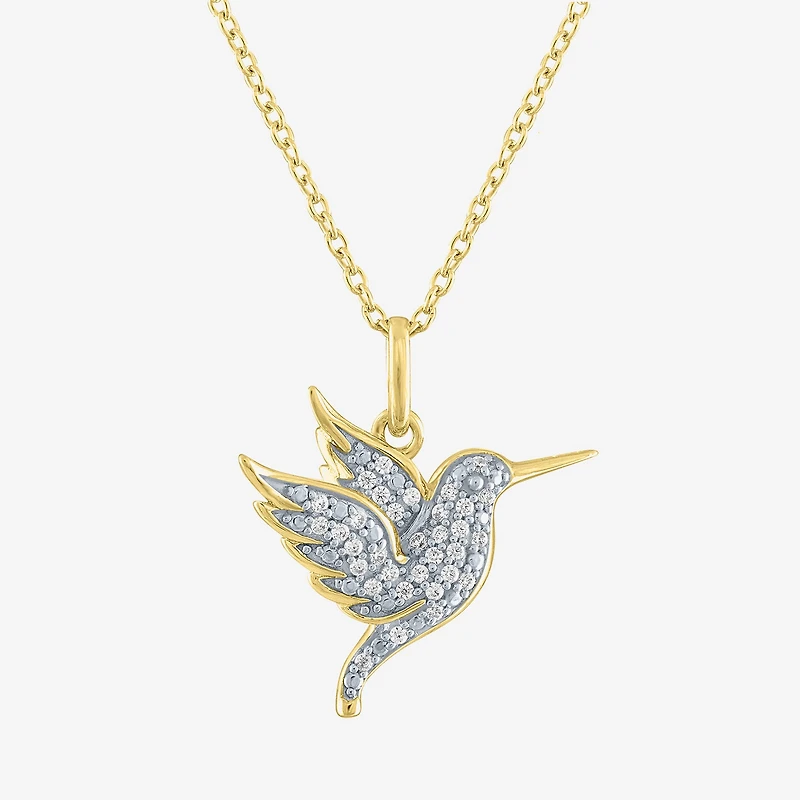 Hummingbird (G-H / Si2-I1) Womens 1/10 CT. T.W. Lab Grown White Diamond 14K Gold Over Silver Sterling Silver 18 Inch Pendant Necklace