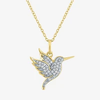 Hummingbird (G-H / Si2-I1) Womens 1/10 CT. T.W. Lab Grown White Diamond 14K Gold Over Silver Sterling Silver 18 Inch Pendant Necklace