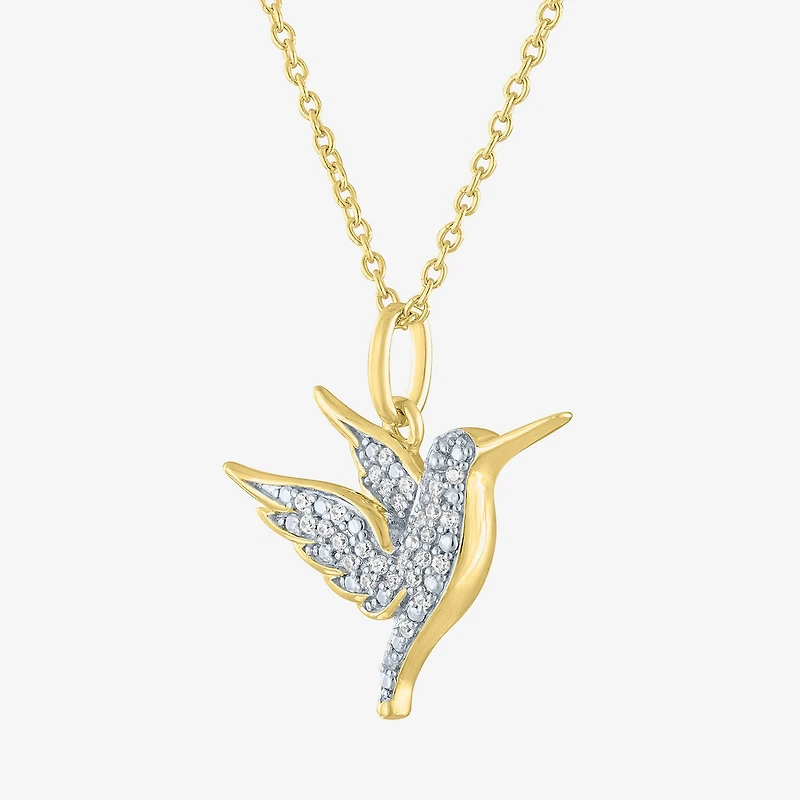 Hummingbird (G-H / Si2-I1) Womens 1/10 CT. T.W. Lab Grown White Diamond 14K Gold Over Silver Sterling Silver 18 Inch Pendant Necklace
