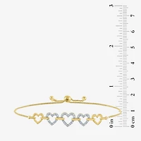 (G-H / Si2-I1) Womens 1/10 CT. T.W. Lab Grown White Diamond 14K Gold Over Silver Sterling Silver Heart Bolo Bracelet