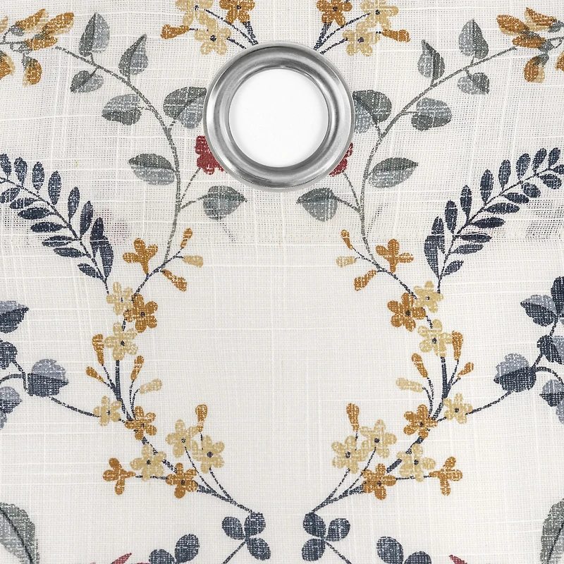 Fieldcrest Arden Vine Floral Print Grommet Top Sheer Single Curtain Panel