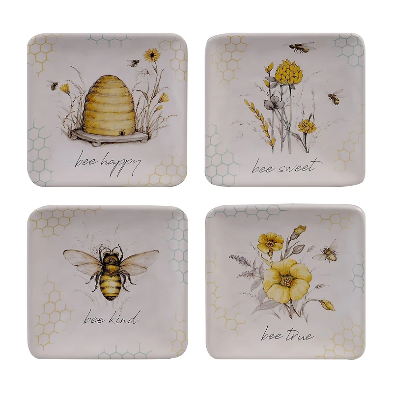 Certified International Bee Sweet 4-pc. Earthenware Appetizer Plate