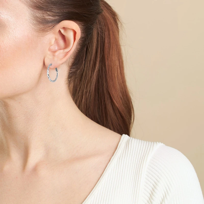 Silver Reflections Womens 26mm Hoop Earrings
