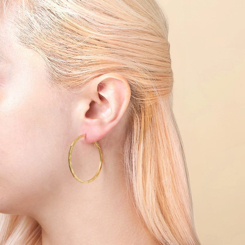 Silver Reflections 24K Gold Over Brass Hoop Earrings