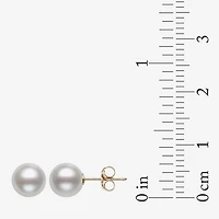White Cultured Freshwater Pearl 10K Gold Stud Earrings