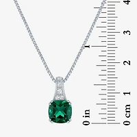 Gemstone Sterling Silver Cushion Pendant Necklace