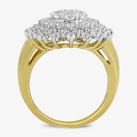 Womens 2 CT. T.W. Lab Grown White Diamond 10K Gold Cluster Cocktail Ring