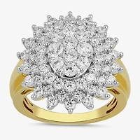 Womens 2 CT. T.W. Lab Grown White Diamond 10K Gold Cluster Cocktail Ring