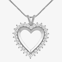 Womens 1 CT. T.W. Lab Grown White Diamond 10K Gold Heart 18 Inch Pendant Necklace