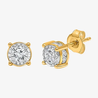 Tru Miracle 1 CT. T.W. Lab Grown White Diamond 10K Gold 6.8mm Round Stud Earrings