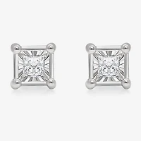 Tru Miracle 1/2 CT. T.W. Natural White Diamond 10K Gold 5mm Princess-cut Stud Earrings
