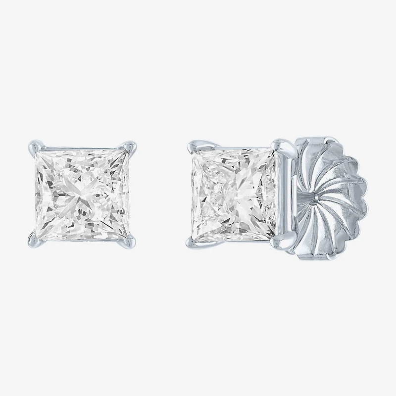 ( E-F/Si1-Si2 ) 4 CT. T.W. Lab-Grown Diamond 14K Gold 7mm Princess Stud Earrings