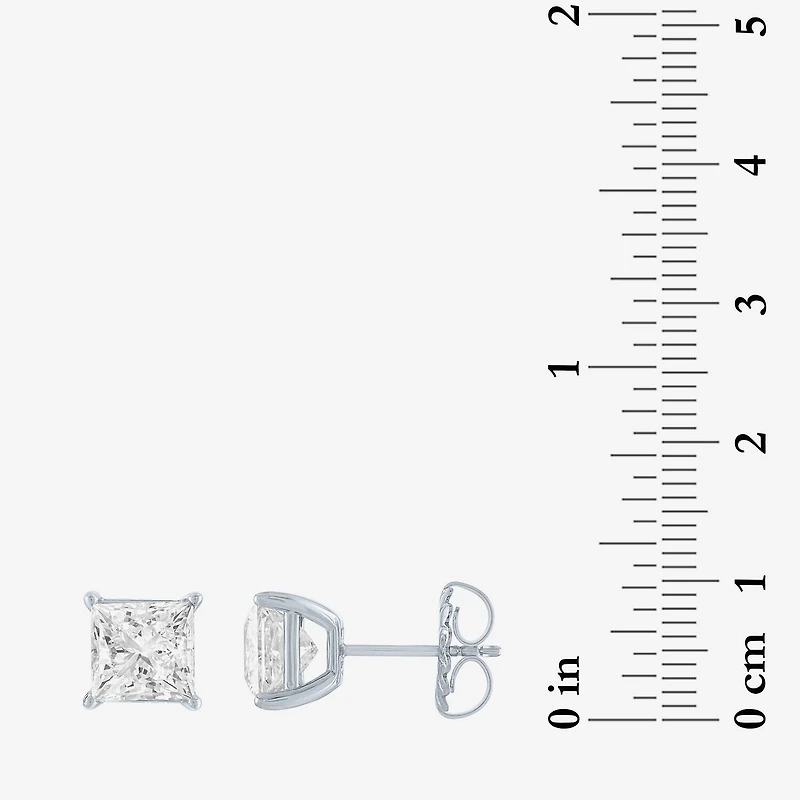 ( E-F/Si1-Si2 ) 4 CT. T.W. Lab-Grown Diamond 14K Gold 7mm Princess Stud Earrings
