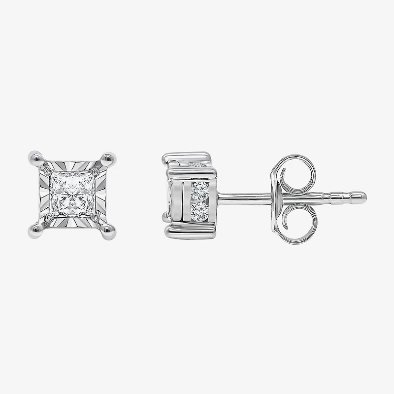 I / I1) 1 CT. T.W. Lab Grown White Diamond 10K Gold Stud Earrings