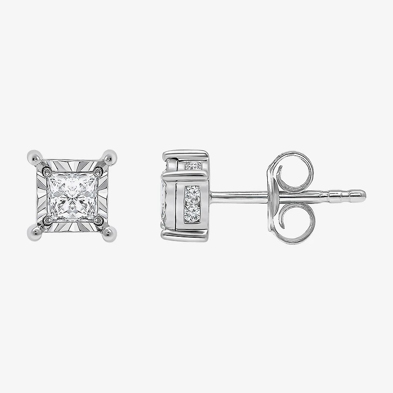 I / I1) 1 CT. T.W. Lab Grown White Diamond 10K Gold Stud Earrings