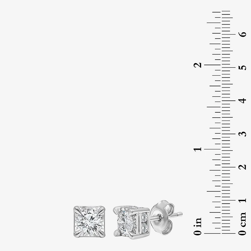 Tru Miracle 1 1/2 CT. T.W. Lab Grown White Diamond 10K Gold 6.3mm Stud Earrings