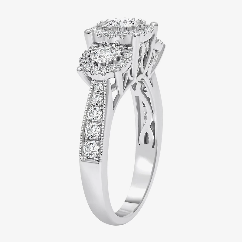 (I / SI2) Love Lives Forever Womens 1 CT. T.W. Lab Grown White Diamond 10K or 14K Gold Round 3-Stone Engagement Ring