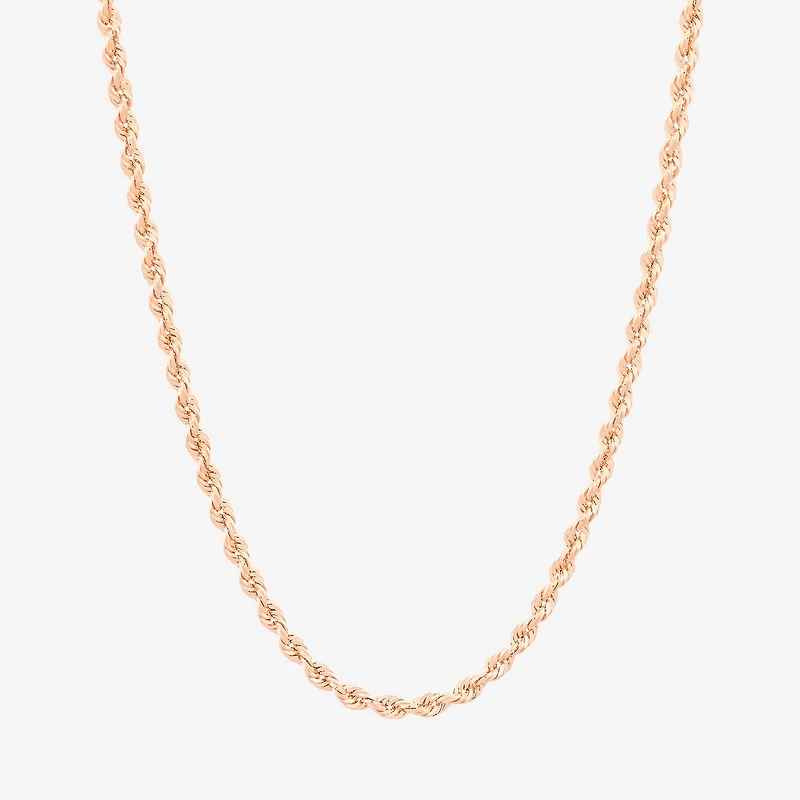 14K Rose Gold 20 - 30 Inch Hollow Rope Chain Necklace