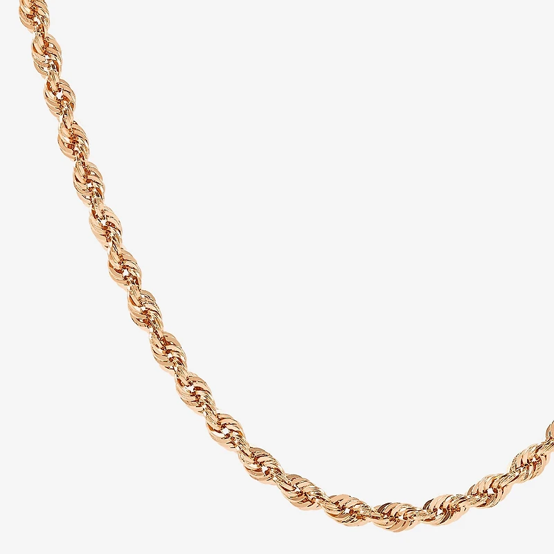 14K Rose Gold 20 - 30 Inch Hollow Rope Chain Necklace