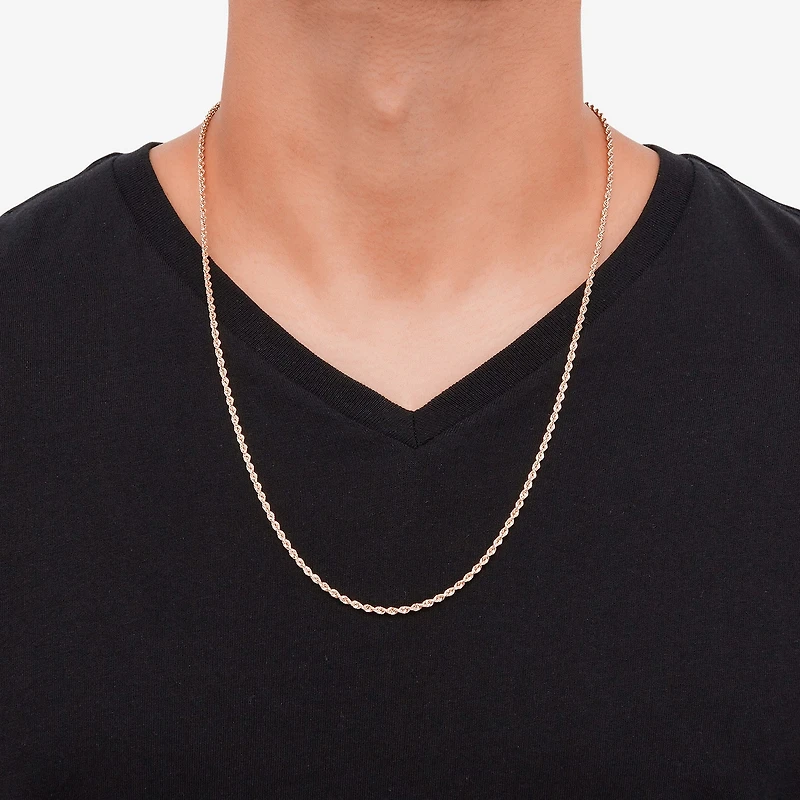 14K Rose Gold 20 - 30 Inch Hollow Rope Chain Necklace