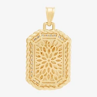 St. Christopher Mens White Cubic Zirconia 10K Gold Pendant