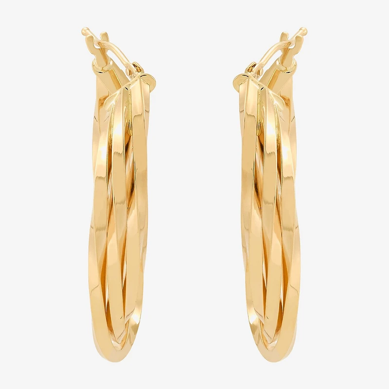 Made in Italy Womens 14K Gold 33.5mm Curved Hoop Earrings