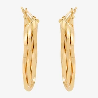 Made in Italy Womens 14K Gold 33.5mm Curved Hoop Earrings