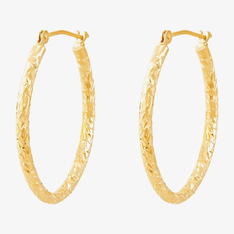 14K Gold 25mm Oval Hoop Earrings